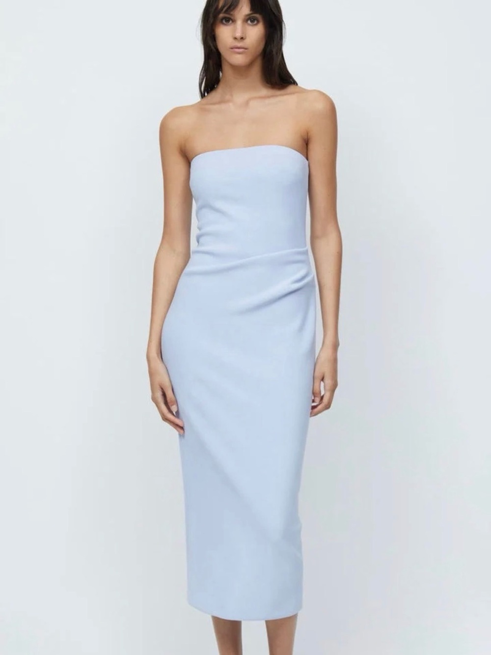 Bec & Bridge Powder Blue Strapless Midi Dress